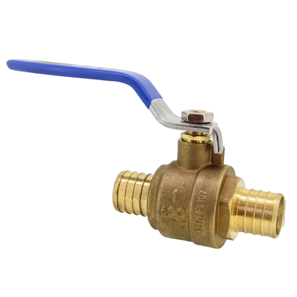 Revalved REVALVED PEX Full Port 1" Brass Ball Valve – Blue Handle, Lead-Free, PK 2 REV100PB-6PK